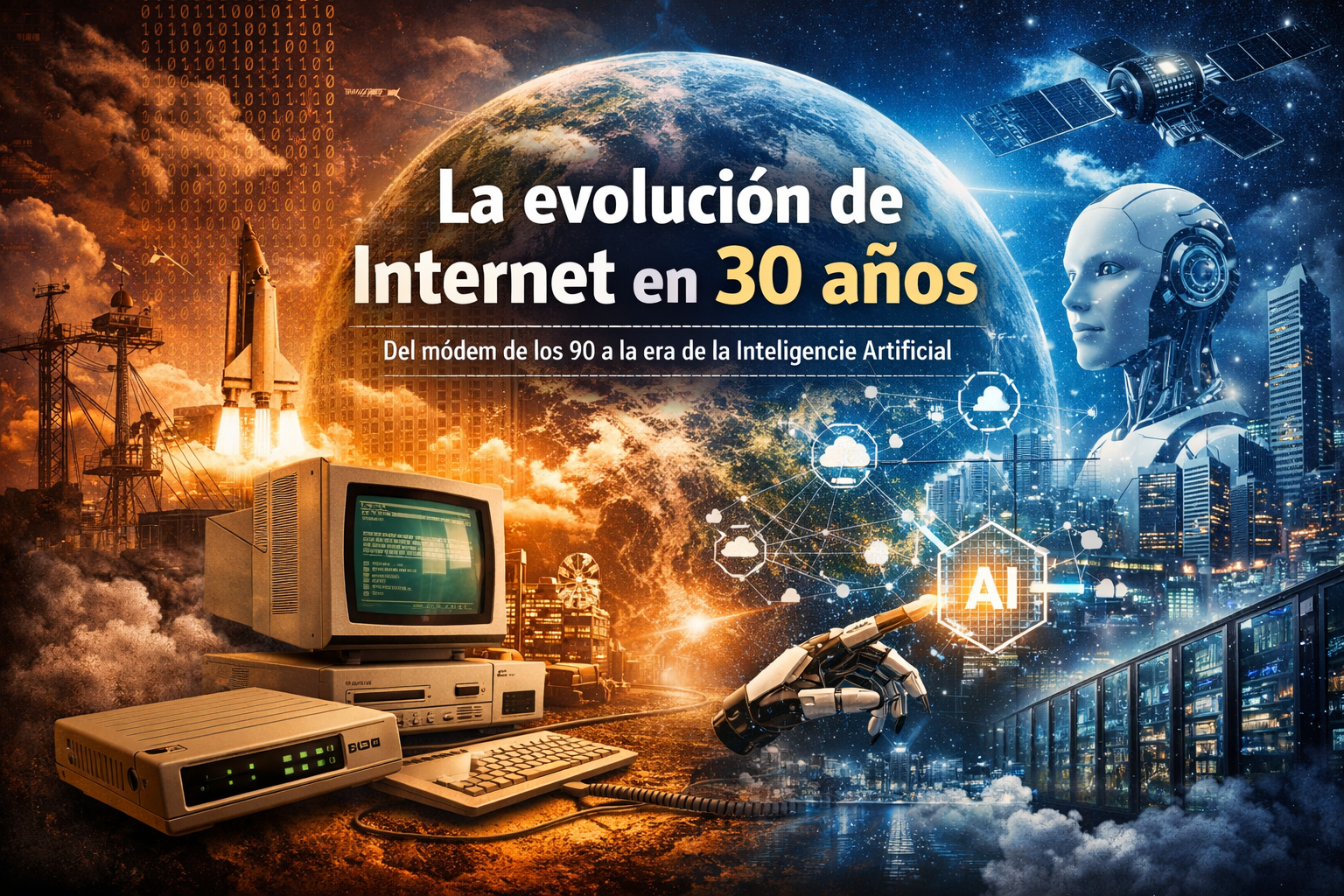 Lee más sobre el artículo La evolución de Internet en 30 años: de los módems a la Inteligencia Artificial y la nueva geopolítica digital